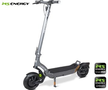 MS ENERGY ENERGY URBAN X električni skuter, 10&quot;, 2x 300W, 60 km, ovjes, LCD zaslon, LED rasvjeta, APP, srebrni (titan čelik)
