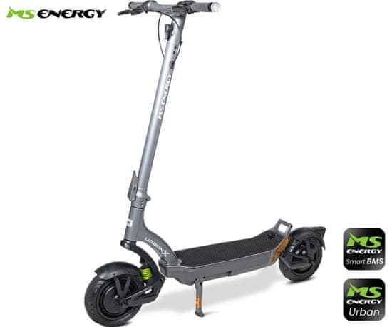 MS ENERGY ENERGY URBAN X električni skuter, 10&quot;, 2x 300W, 60 km, ovjes, LCD zaslon, LED rasvjeta, APP, srebrni (titan čelik)