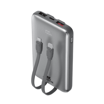 RivaCase Prijenosna baterija/powerbank VA2611 10.000 mAh 30W, s LCD ekranom i 2x podatkovnim kabelom (Type-C, Lightning) - za sve telefone i tablete