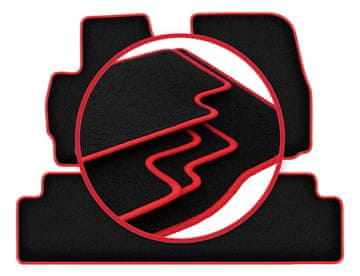 Velur prostirke za pod s crvenim rubom za: Mazda Premacy II minivan (2005.-2010.)