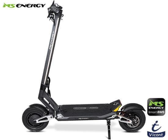 MS ENERGY FLARE X PRO električni skuter, 11&quot;, 2x 1200W, 135 km, ovjes, LCD zaslon, LED rasvjeta, APP, crni (Obsidian Black)