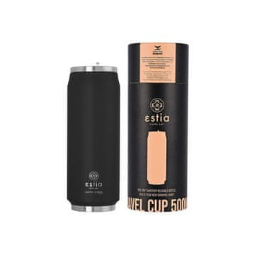 ESTIA HOME ART Estia Midnight Black izolirana putna boca s izljevom za piće, 500 ml, crna