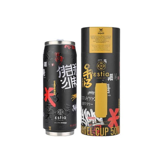 ESTIA HOME ART Estia Tokyo Underground izolirana putna boca s izljevom za piće, 500 ml, crna