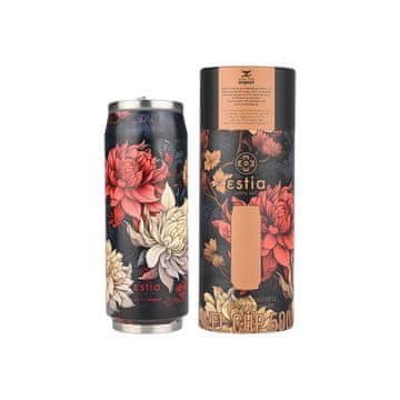 ESTIA HOME ART Estia Midnight Blossom izolirana putna boca s izljevom za piće, 500 ml, crna