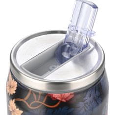 ESTIA HOME ART Estia Midnight Blossom izolirana putna boca s izljevom za piće, 500 ml, crna