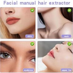 Netscroll Pribor za uklanjanje dlačica bez boli, ručni epilator za lice i tijelo, ManualThread