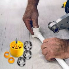 Netscroll Set za narezivanje navoja na PVC cijevima, električni nastavak za vanjski navoj, uključuje 3 glave (1/2", 3/4", 1") za bušilicu, JamDrill