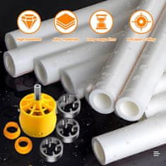 Netscroll Set za narezivanje navoja na PVC cijevima, električni nastavak za vanjski navoj, uključuje 3 glave (1/2", 3/4", 1") za bušilicu, JamDrill