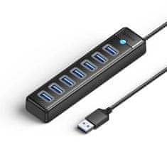 Orico PW7U-U3 HUB adapter USB - 7x USB 3.0 / USB-C 3A, crno