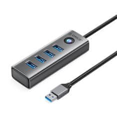 Orico PDD4U-U3 HUB adapter USB - 4x USB 3.0, siva