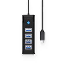 Orico PW4U-C3 HUB adapter USB-C- 4x USB 3.0, crno