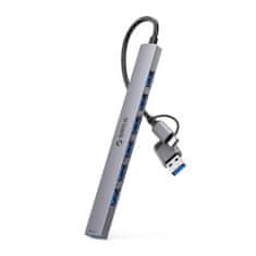 Orico YSA2-U3 HUB adapter USB / USB-C - USB 3.0 / 6x USB 2.0, siva