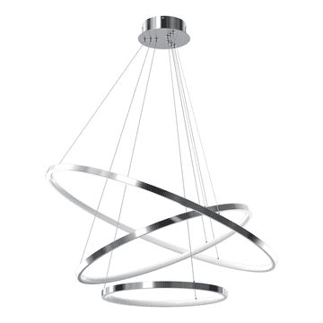 Moderna kromirana viseća lampa, tri prstena, Ø80cm, Ø60cm, Ø40cm, neutralna boja, LED 93W, HOOP Milagro