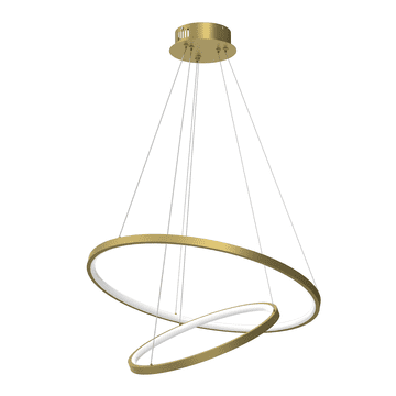 Moderna zlatna viseća lampa, dva prstena, Ø60cm i Ø40cm, neutralna boja, LED 51W, HOOP Milagro