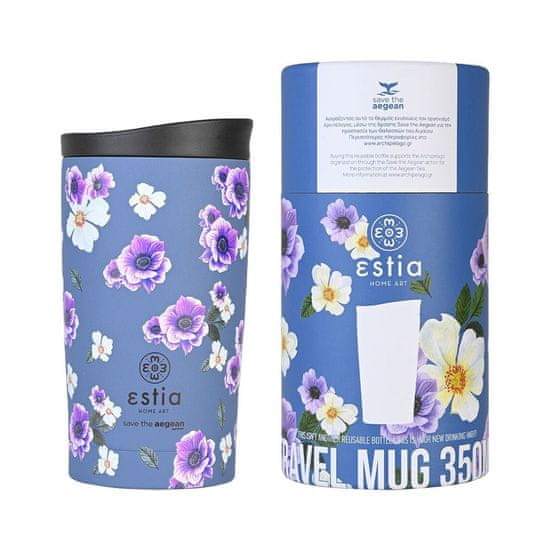 ESTIA HOME ART Garden Blue izolirana putna boca, 350 ml, plava