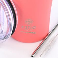 ESTIA HOME ART Fusion Coral izolirana putna šalica, 500 ml, slamka, nehrđajući čelik, crvena