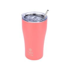 ESTIA HOME ART Fusion Coral izolirana putna šalica, 500 ml, slamka, nehrđajući čelik, crvena
