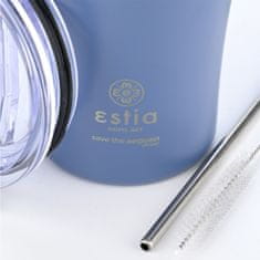 ESTIA HOME ART Denim Blue izolirana putna šalica, 500 ml, slamka, nehrđajući čelik, plava