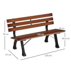 Aga Vrtna klupa 120x57x70 Tamno smeđa