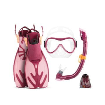 Outdoor master OutdoorMaster dječji set za snorklanje – maska, disalica i peraje, rozi, S/M 27-31