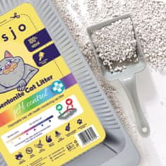 Mersjo 5x Jednokratna kutija za pijesak za mačke, bentonitni posip za mačke PH CONTROL s pladnjem 5x2,7l + 5x mjerica