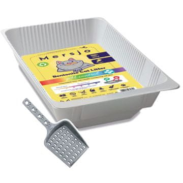 Mersjo 5x Jednokratna kutija za pijesak za mačke, bentonitni posip za mačke PH CONTROL s pladnjem 5x2,7l + 5x mjerica