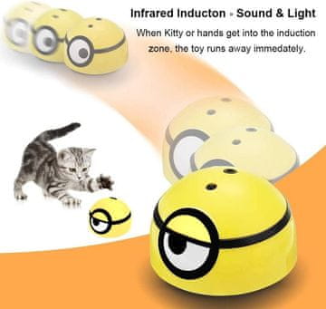 Netscroll Interaktivna igračka za mačke i pse, bežeća loptica sa senzorom pokreta, svjetlom i zvukom, ABS plastika, na baterije, PowerPlay