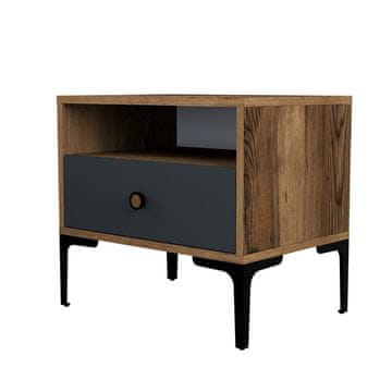 Woody Fashion Noćni ormarić, Lizbon 529 - Walnut, Anthracite