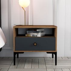 Woody Fashion Noćni ormarić, Lizbon 529 - Walnut, Anthracite