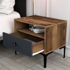 Woody Fashion Noćni ormarić, Lizbon 529 - Walnut, Anthracite