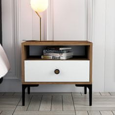 Woody Fashion Noćni ormarić, Lizbon 530 - Walnut, White