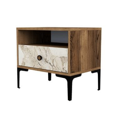 Woody Fashion Noćni ormarić, Lizbon 531 - Walnut, White