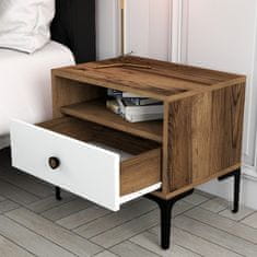 Woody Fashion Noćni ormarić, Lizbon 530 - Walnut, White
