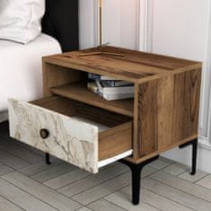 Woody Fashion Noćni ormarić, Lizbon 531 - Walnut, White