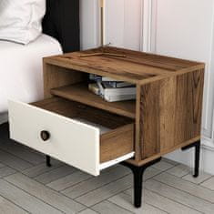 Woody Fashion Noćni ormarić, Lizbon 533 - Walnut, Cream