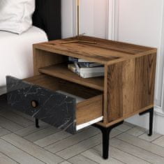 Woody Fashion Noćni ormarić, Lizbon 534 - Walnut, Black