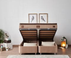 Woody Fashion Dupli madrac, baza i uzglavlje, Svijetlo smeđa, Helen - Light Brown (160 x 200)