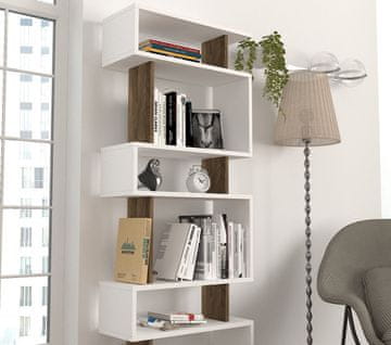Woody Fashion Polica za knjige BLOK, Blok - White, Walnut