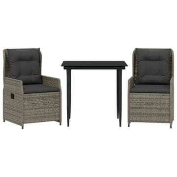 Vidaxl 3-dijelni vrtni blagovaonski set sivi od poliratana