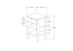 Woody Fashion Noćni ormarić, Ruzisa - White, Walnut