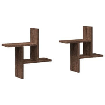 Vidaxl Zidne police 2 kom boja smeđeg hrasta 38x12x38 cm drvene