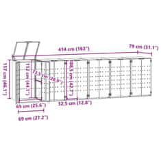 Vidaxl Spremište za 6 kante za otpad crno 414x79x117 cm čelično