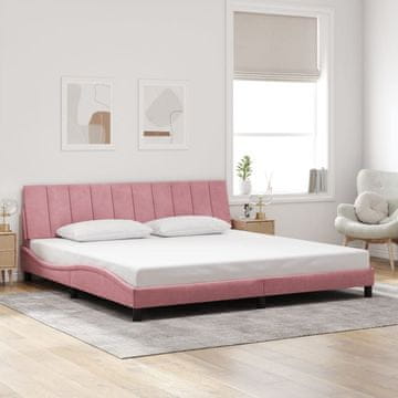 Vidaxl Okvir kreveta s uzglavljem roza 200x200 cm baršun