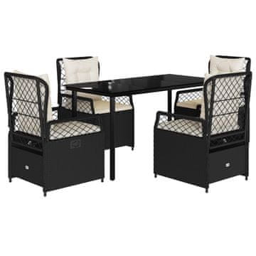 Vidaxl 5-dijelni vrtni blagovaonski set s jastucima od poliratana crni