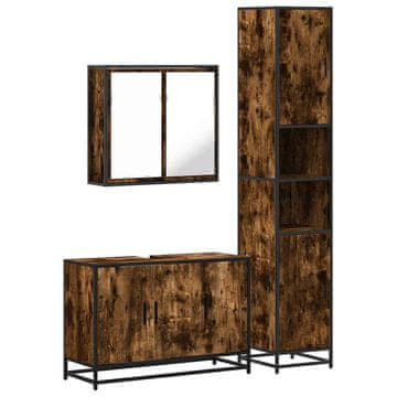 Vidaxl 3-dijelni set kupaonskog namještaja boja hrasta drveni