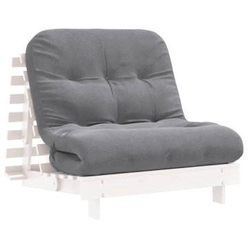 Vidaxl Futon na razvlačenje s madracem bijeli 90x206x11 cm borovina