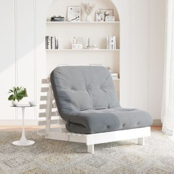 Vidaxl Kauč na razvlačenje s madracem bijeli 90x206x11 cm