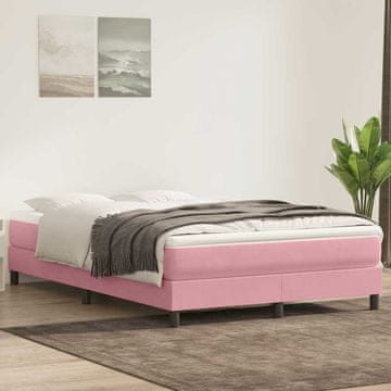 Vidaxl Krevet s boxspring oprugama bez madraca, roza, 140x220 cm, baršun