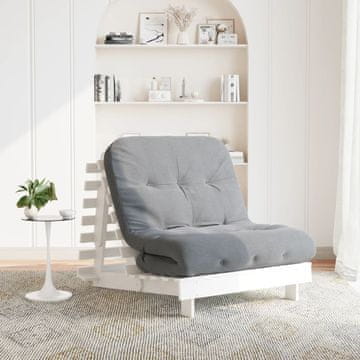 Vidaxl Kauč na razvlačenje s madracem bijeli 80x206x11 cm