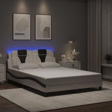 Vidaxl Okvir za krevet s LED rasvjetom bijeli i crni 120x200 cm umjetna koža